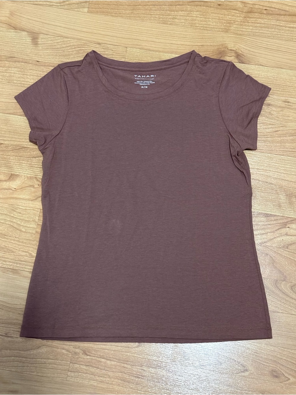 Tahari Short Sleeve Crewneck Tee in Mauve Brown